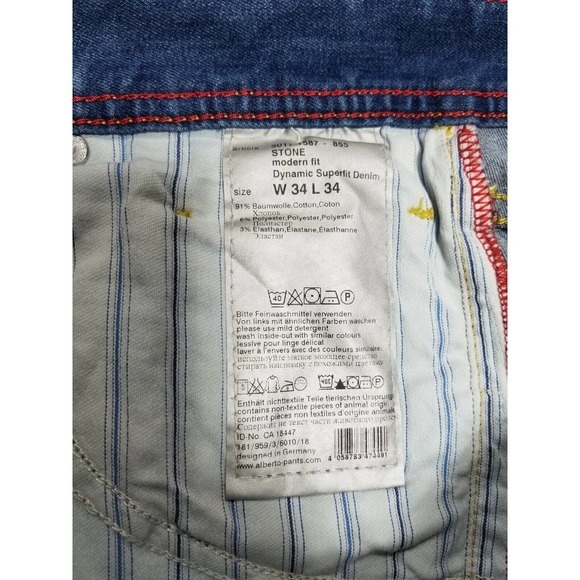 ALBERTO JEANS STONE MODERN Fit Dynamic super fit Blue Men's SIZE 34W/28L - Picture 9 of 9